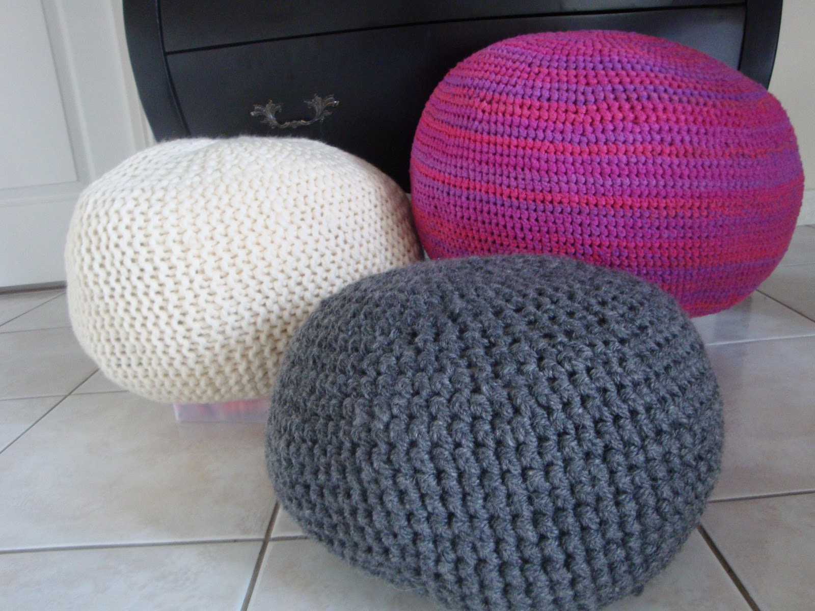 creakath Poufs au crochet et tricot