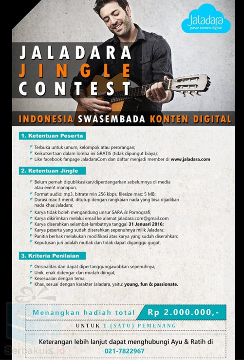 Kontes Jingle Jaladara Berhadiah Total 2 Juta Rupiah Kontes Jingle Jaladara Berhadiah Total 2 Juta Rupiah
