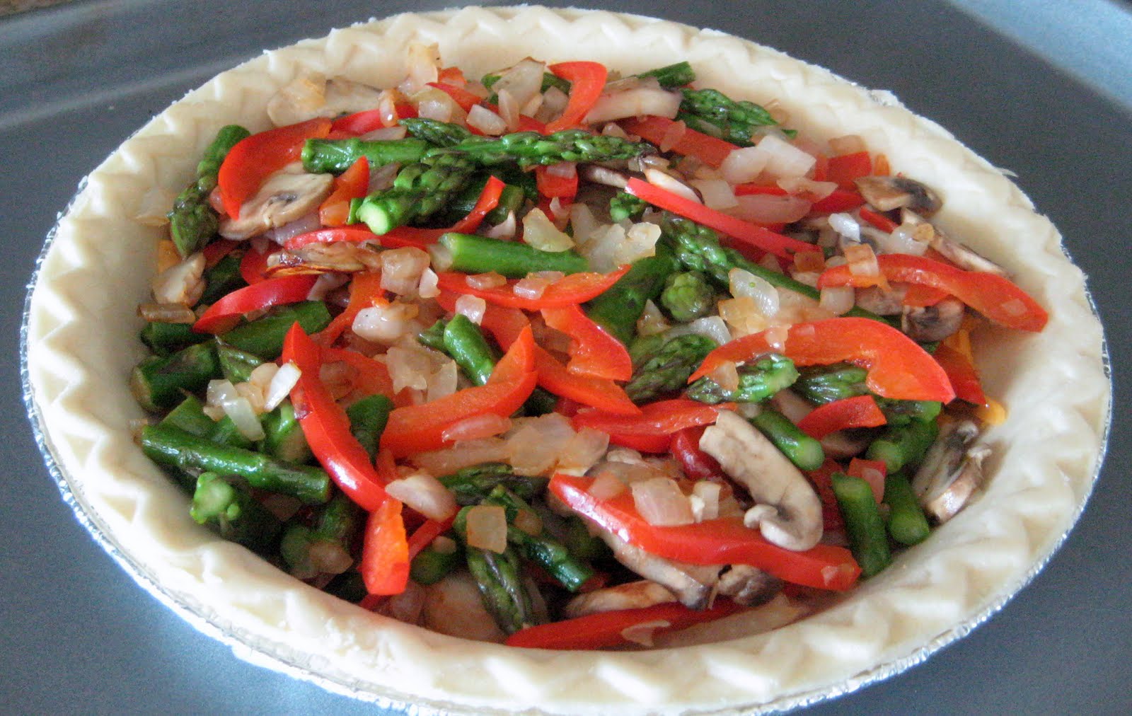 Equal Opportunity Kitchen: Asparagus, Mushroom and Red Pepper Quiche
