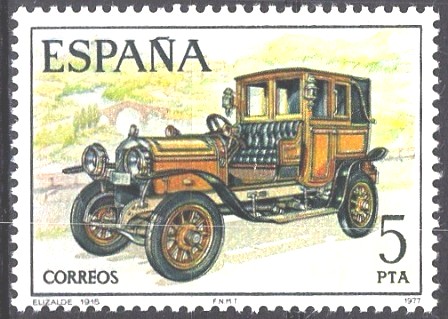 Sello correos,1977. Elizalde, automóvil fabricado en España en 1915