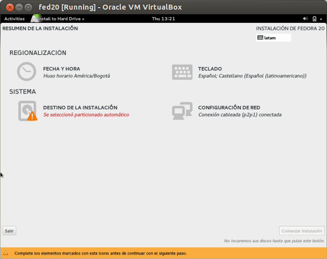 DriveMeca instalando Linux Fedora 20