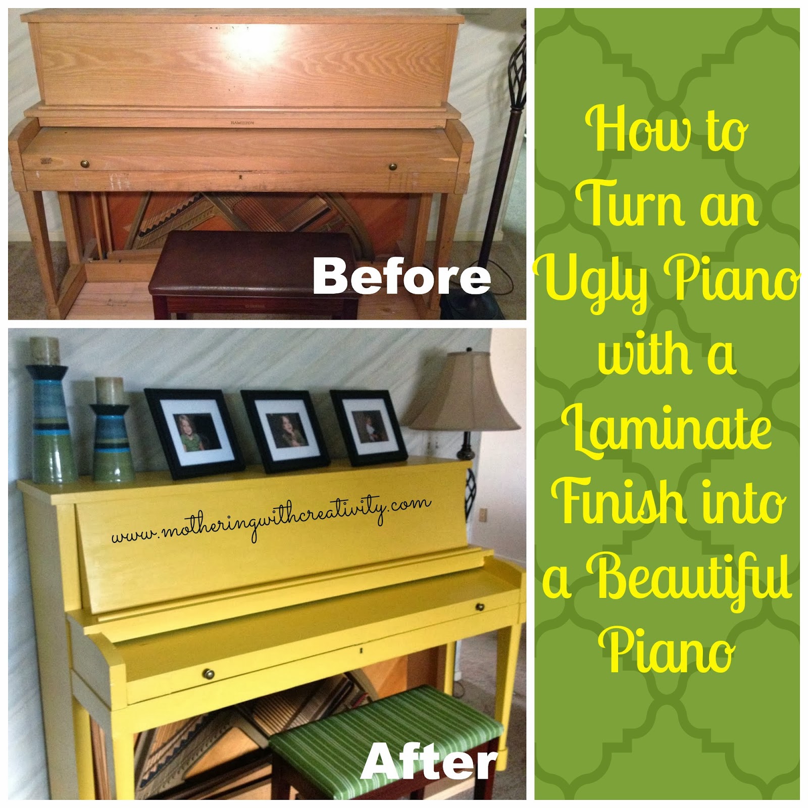 Mothering with Creativity How to Paint a Piano with a Laminate Finish