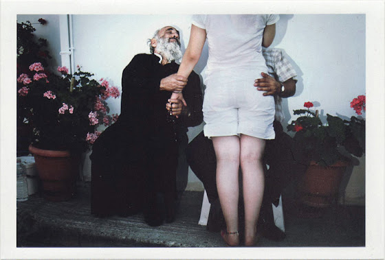dirty photos - Once - street photo of two men and girl , one is a priest