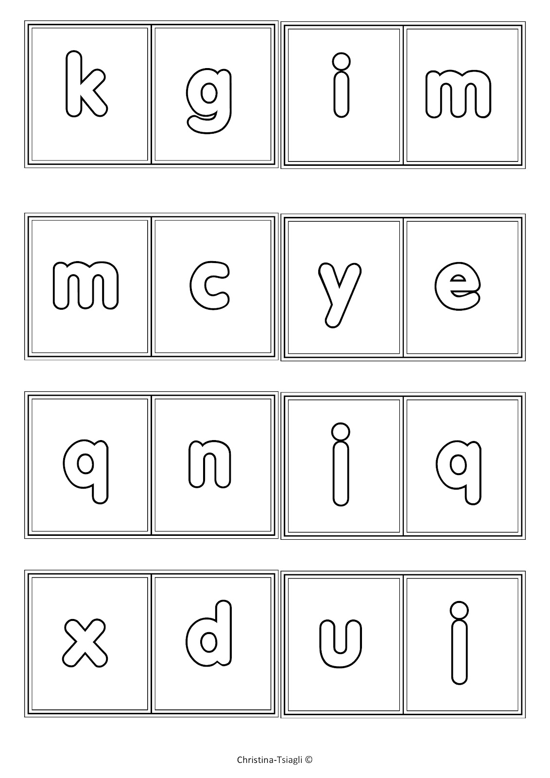 I,Teacher Alphabet games Printable Dominoes