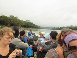 The panga boat river crossing into Mexico from Guatemala between bus transfers