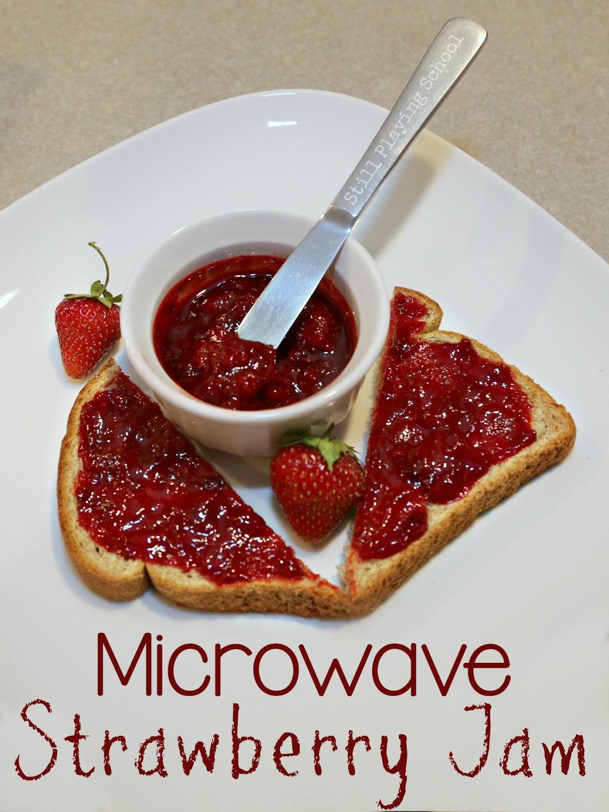super easy microwave strawberry jam