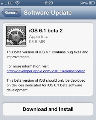 Apple iOS 6.1 Beta 2 Firmware