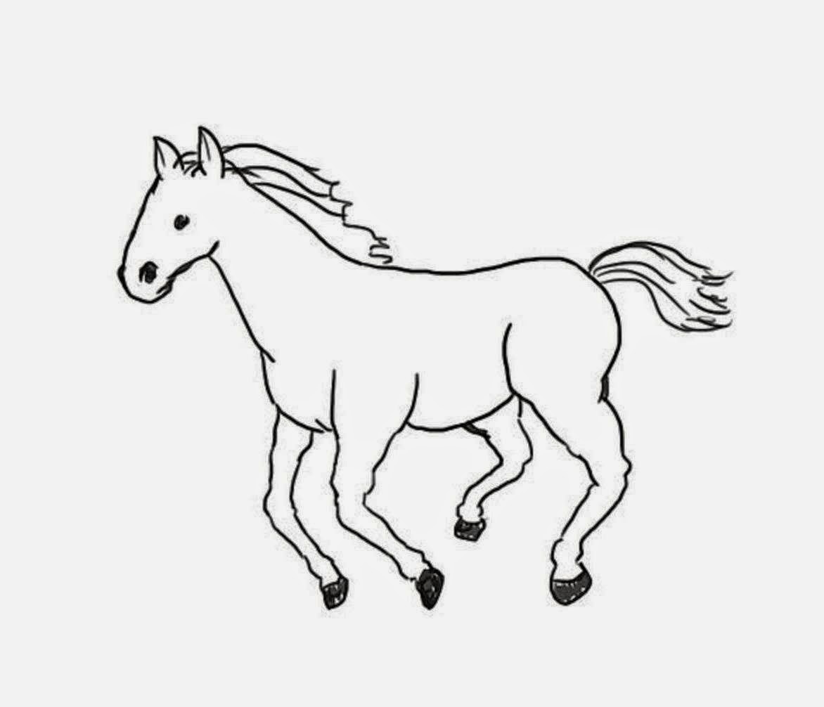 Horse For Kid Coloring Drawing Free wallpaper