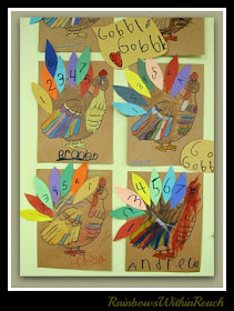 photo of: Turkey Feather Counting: Math Project for Thanksgiving in Kindergarten at PreK + K Sharing 