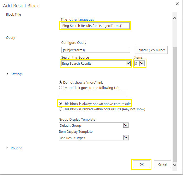 sharepoint 2013 federated search bing