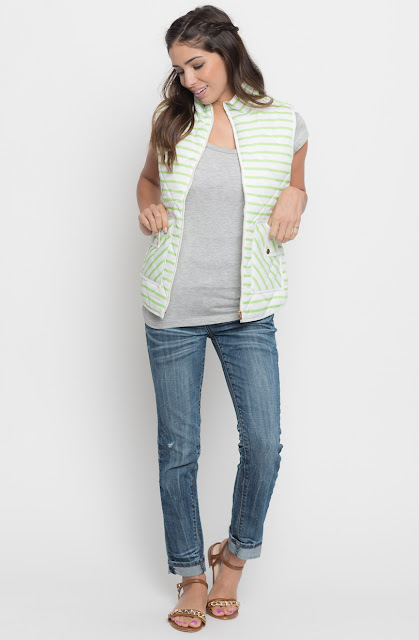 striped lightweight puffer vest 