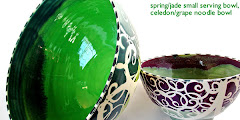 Liz Kinder - Spring-Jade small serving bowl and Celedon-Grape Noodle bowl