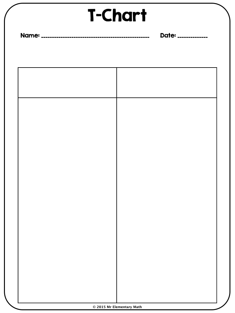 T Chart Math 4th Grade