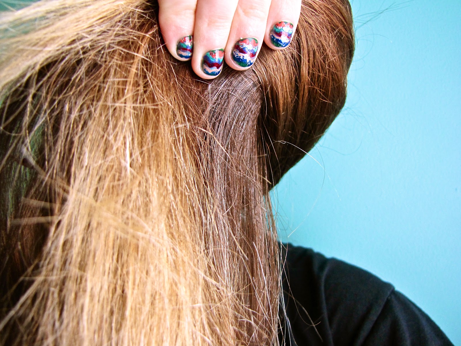 blue hair turquoise tips