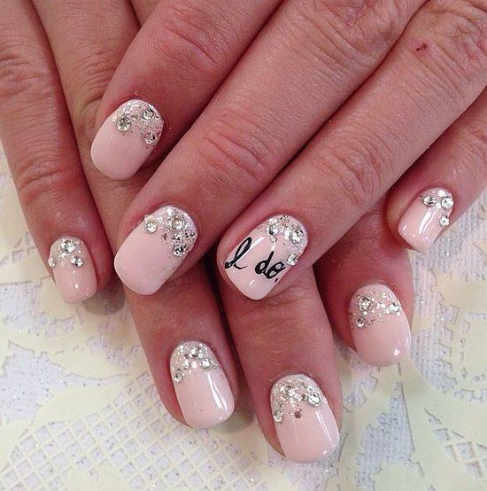 Pink Nails with Pearls.