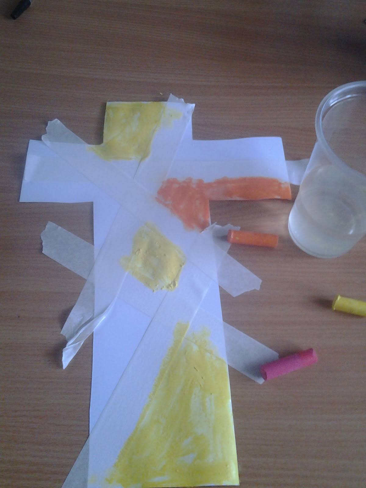 Flame Creative Children's Ministry Messy Easter Crafts Tape Resist Cross