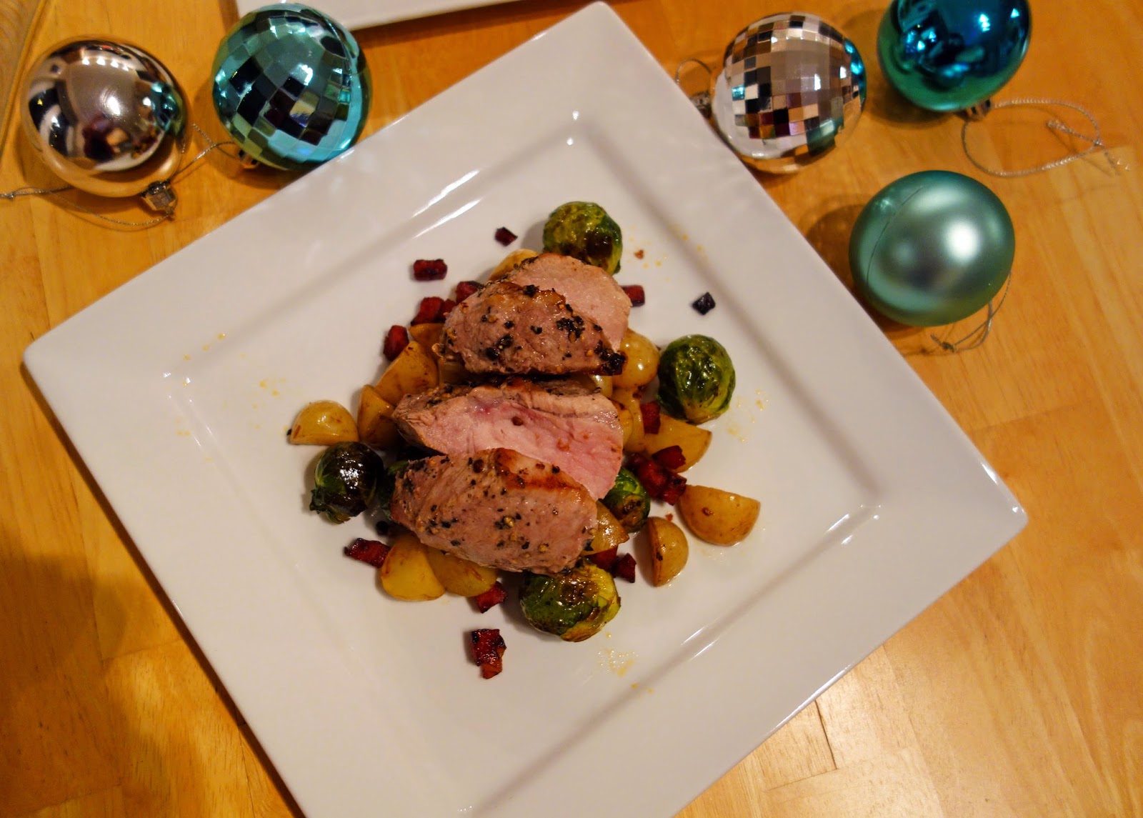 Peppered Pork Loin with Chorizo & Sprouts