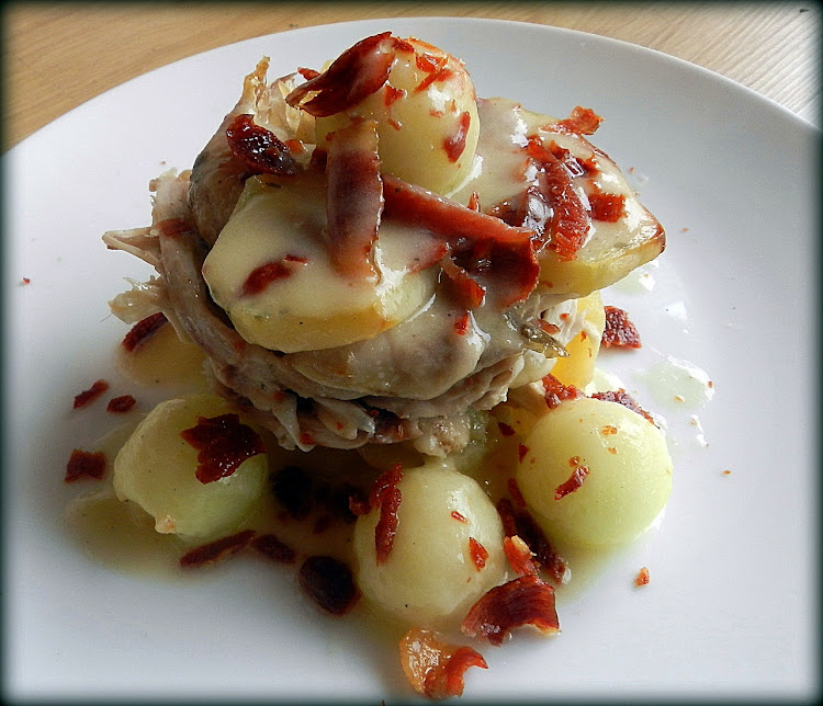La cocina de Vifran Picantones al melón con jamón en timbal
