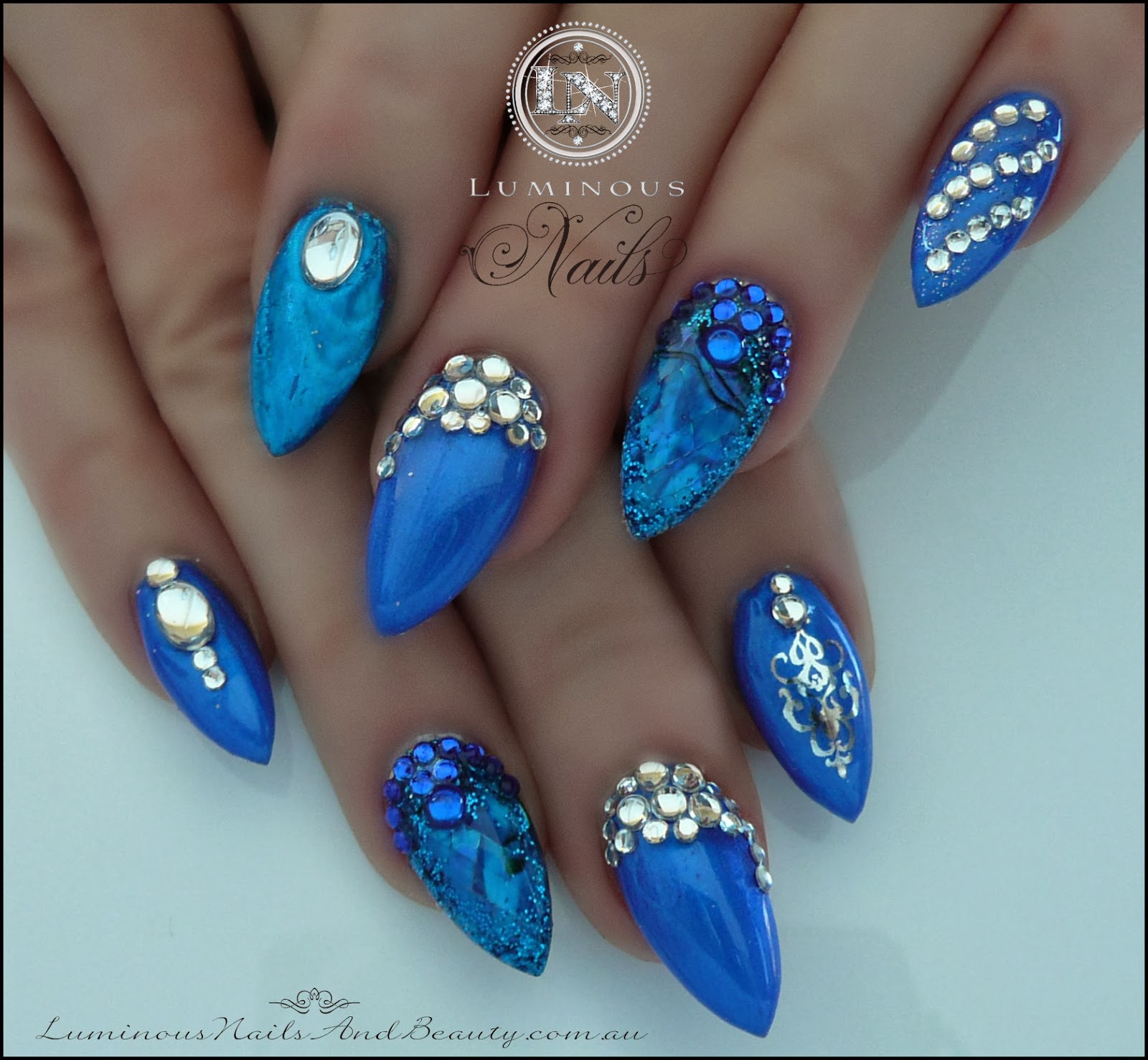 royal blue acrylic nail designs