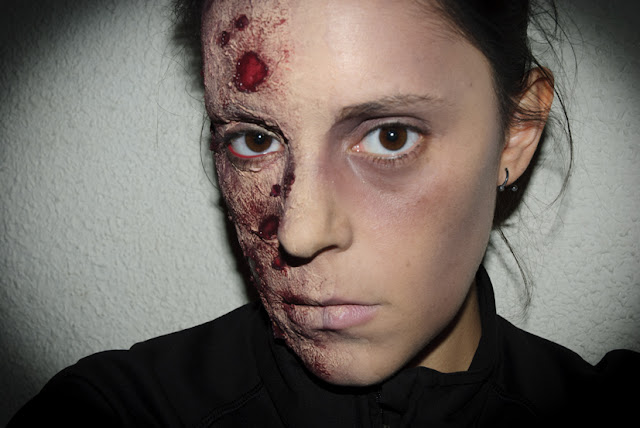 Maquillaje Halloween 7: Cara quemada, Halloween Make up 7: Burned face, efectos especiales, special effects, Silvia Quirós