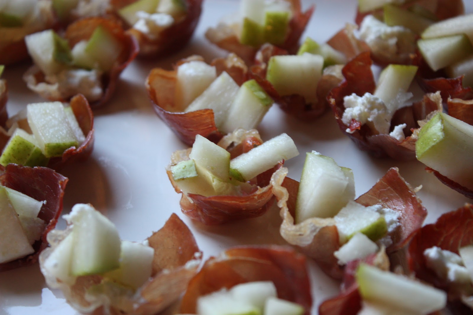 A Simple Kind of Life Prosciutto Cups with Goat Cheese and Pears
