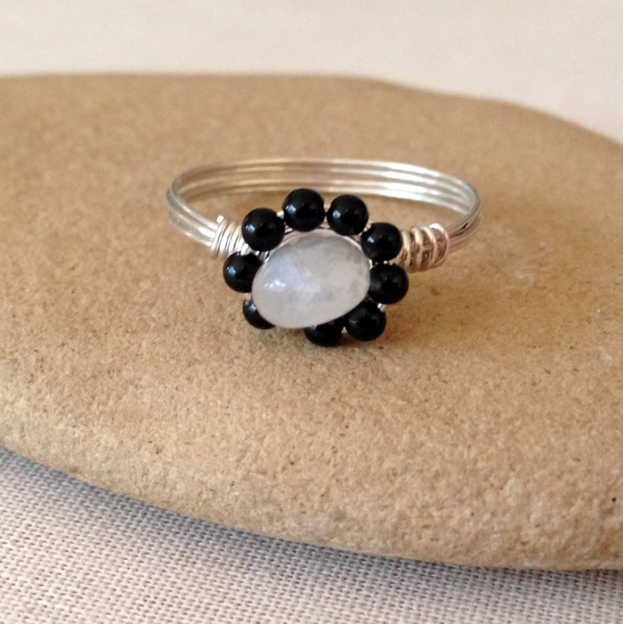 Flower shaped gemstone wire wrapped ring: Lisa Yang's Jewelry Blog
