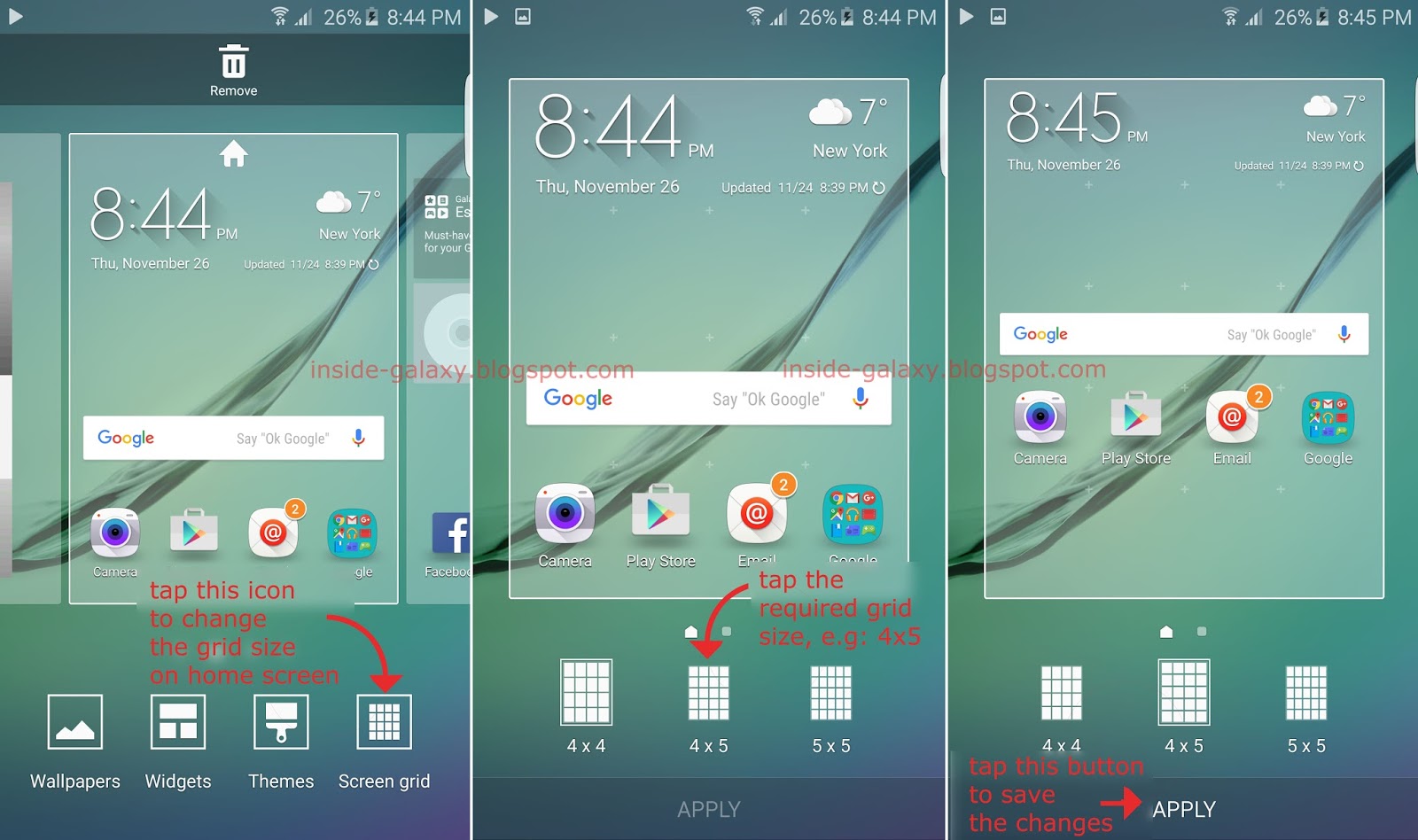 Inside Galaxy Samsung Galaxy S6 Edge How to Change the Grid Size on