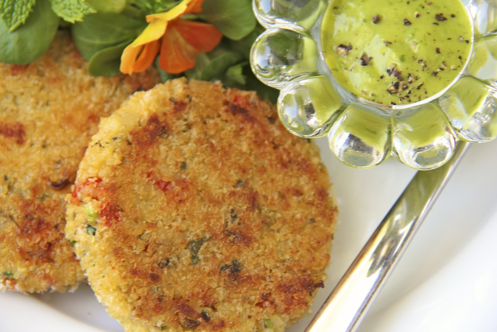 Quinoa Cakes w/ Goat Cheese and SlowRoasted Tomatoes The Café Sucre