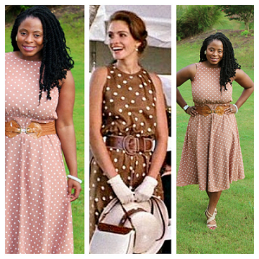 pretty woman brown spotted dress