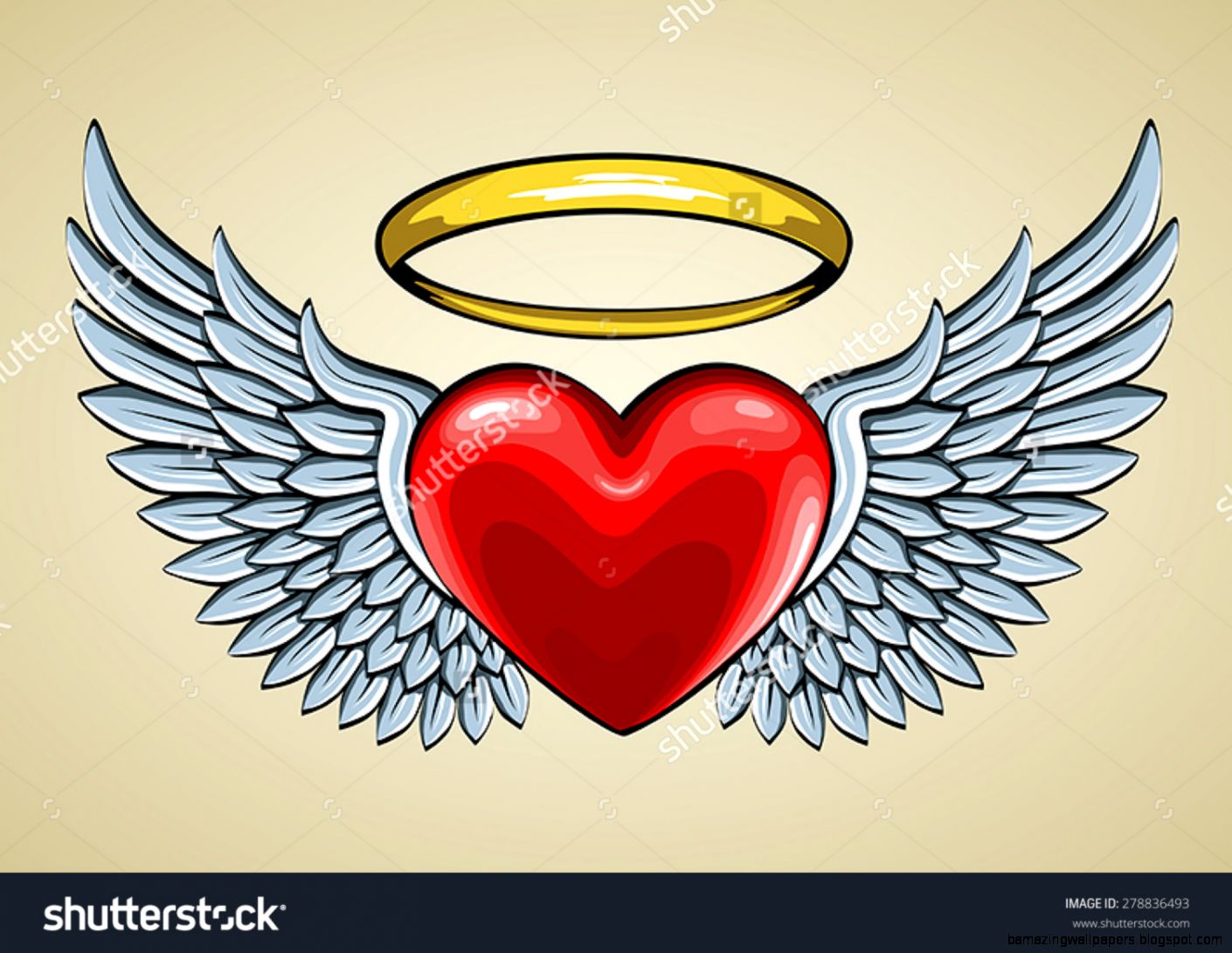 Red Heart With Angel Wings And Halo Stock Vector Illustration Red Heart With Angel Wings And Halo Stock Vector Illustration