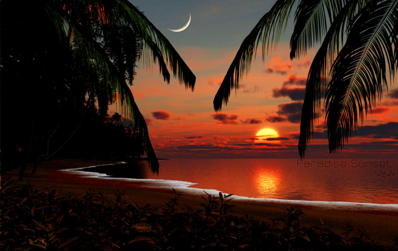 Tropical Island Sunset wallpaper Tropical Island Sunset wallpaper