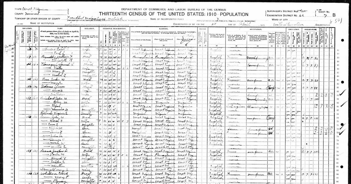 Abe Family Heritage Records 0065 1910 Census Mineral County, West Virginia