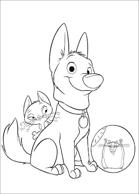 Free printable disney bolt " dog " cartoon coloring pages