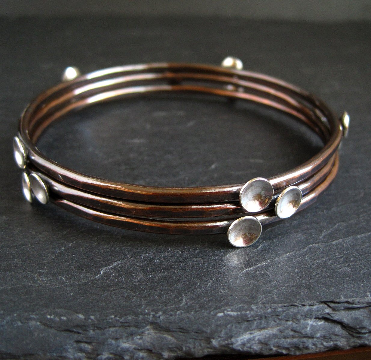 Copper Bangles with Added Tricky Bits
