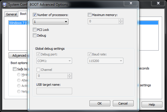 boot advanced options number of processors boot advanced options number of processors