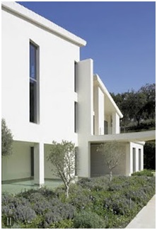 Contemporary house facade and home interior in Zagaleta, Spain