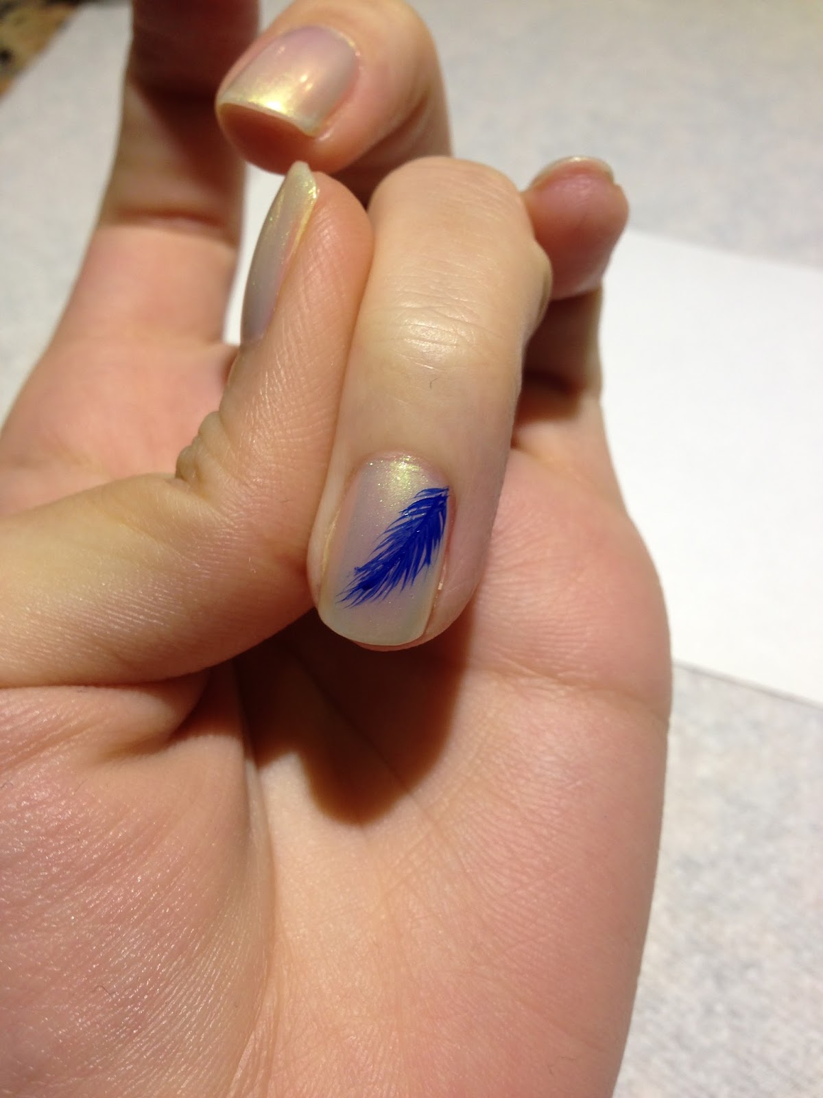 Nailing It Down!: Blue Feather Nails -- My Graduation Nails!!