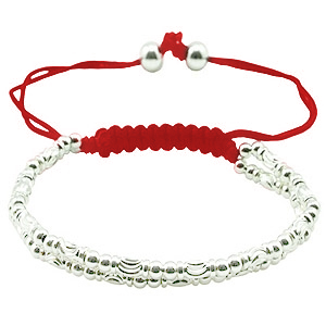 Dyna Girl Silver Beaded String Friendship Bracelet