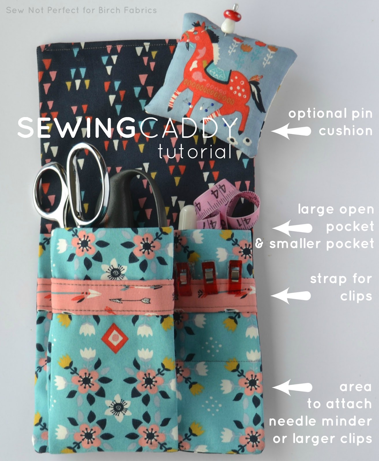Sewing Caddy Free Tutorial on Blog with Birch Fabrics