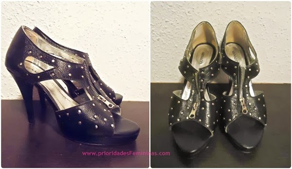 Sapato preto de salto ziper