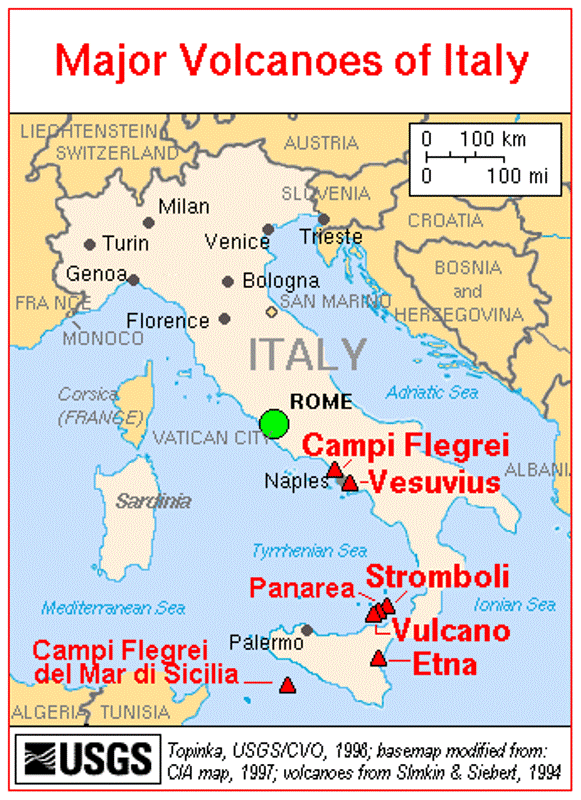 Volcanes de Europa.Mapas
