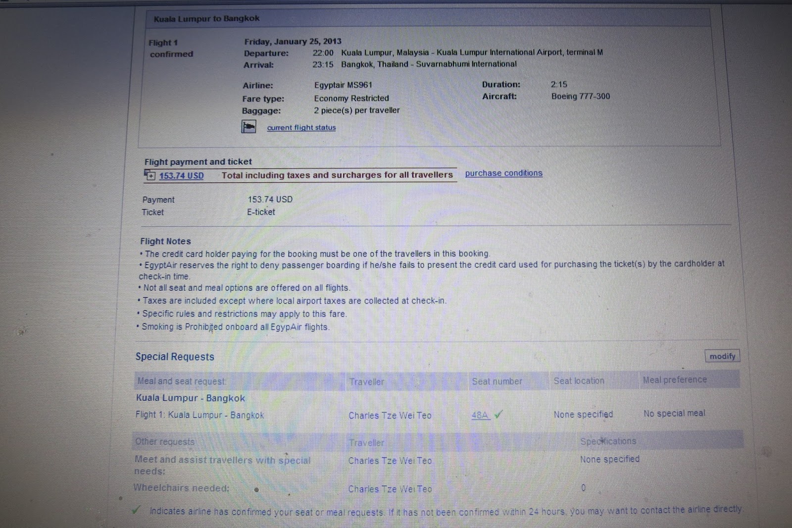 Egyptair Flight Booking