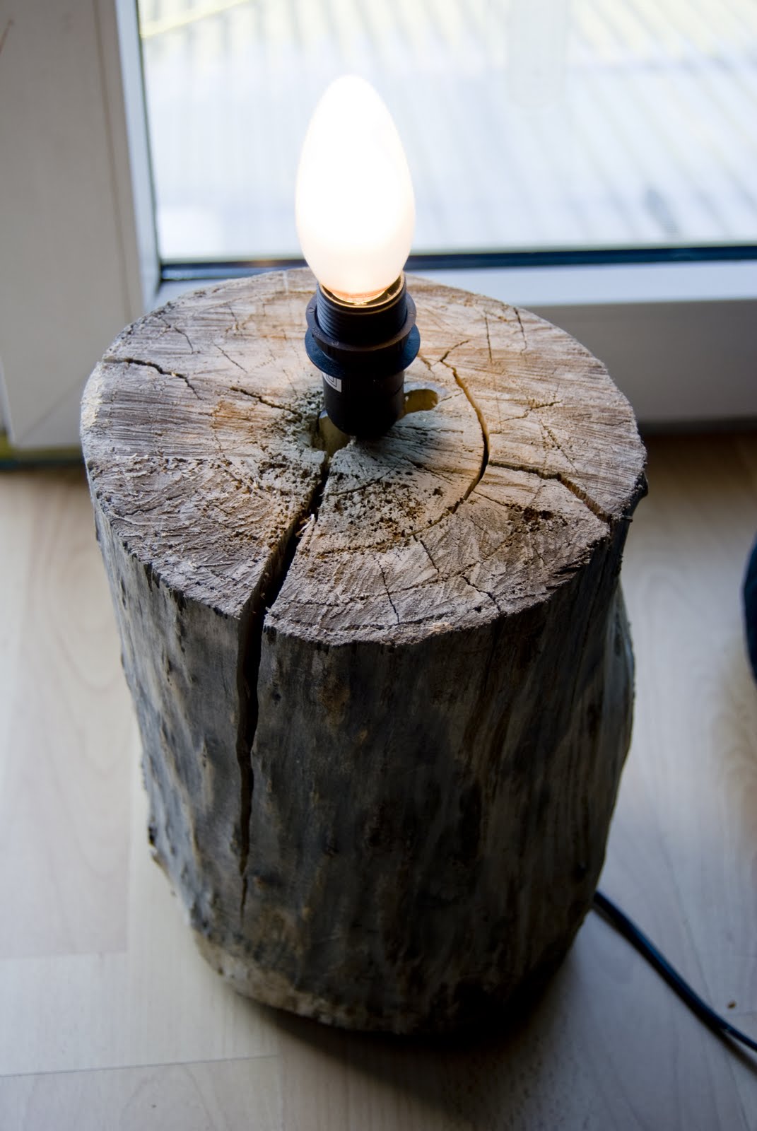 DIY lamp from a tree stump...