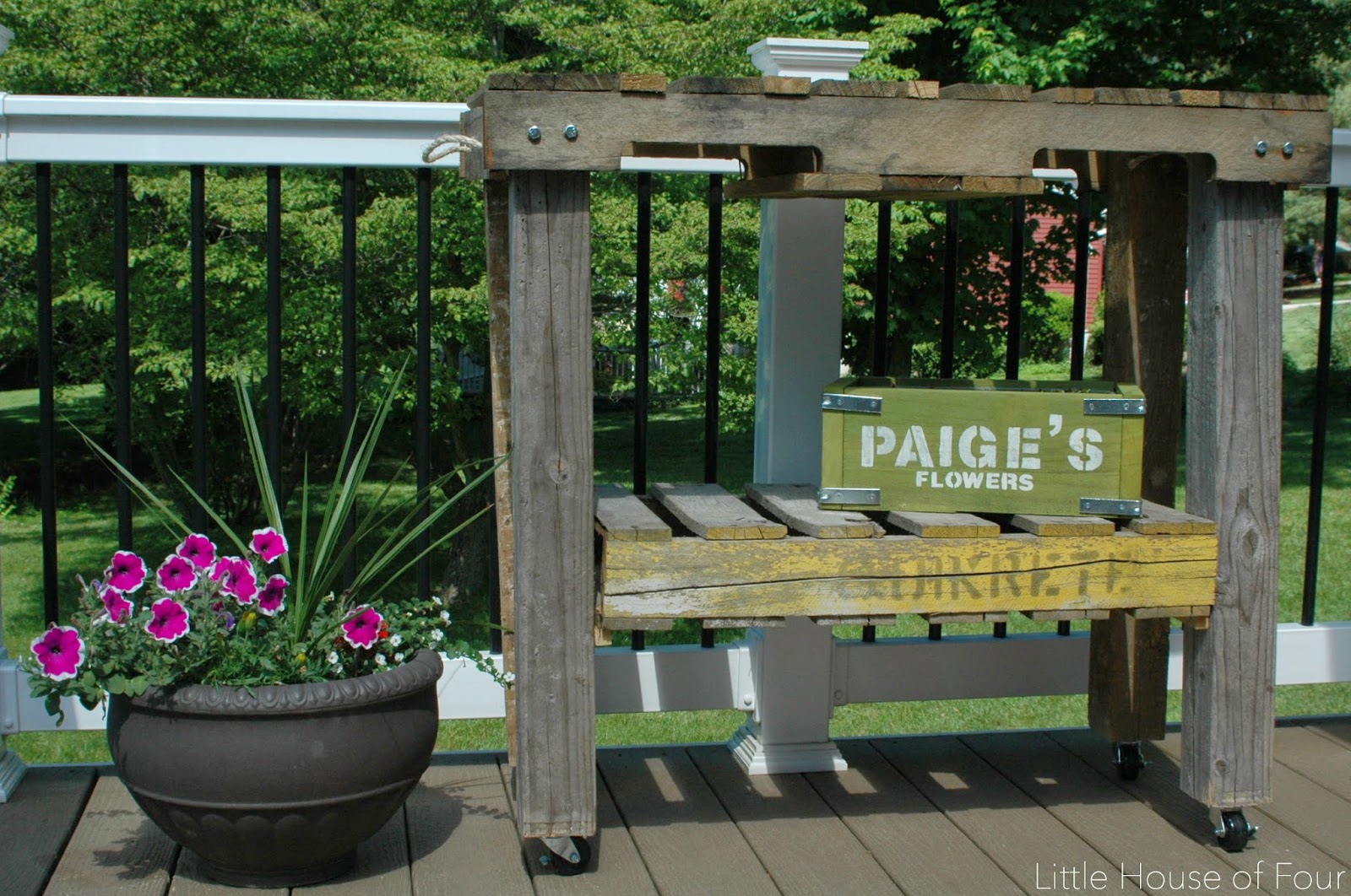 How to make a workbench out of pallets Little House of Four