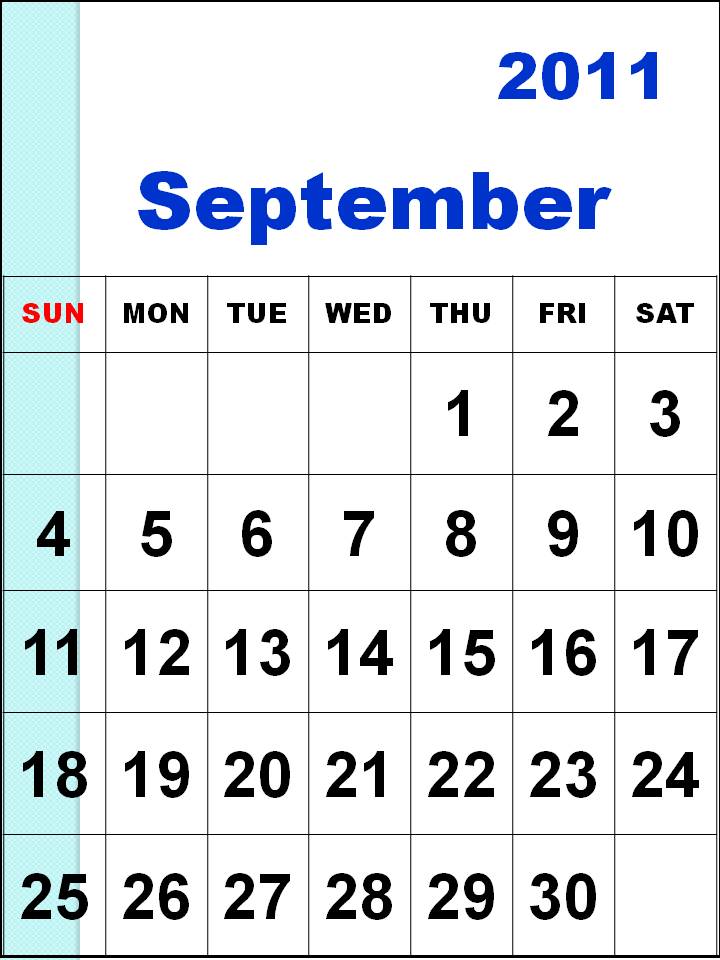 calendar of september 2011. Free Printable September 2011