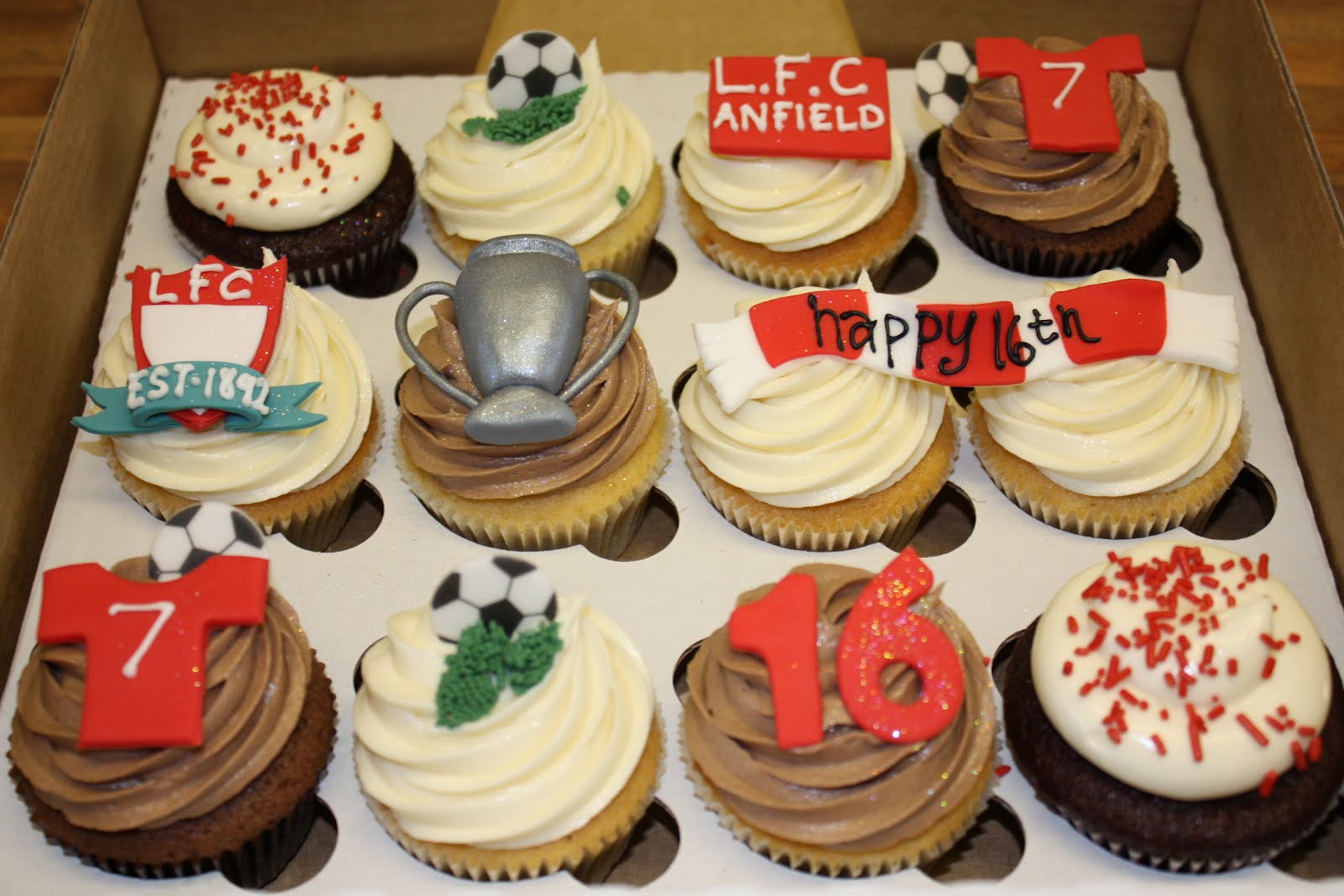 The Little House of Cupcakes Liverpool Football themed cupcakes
