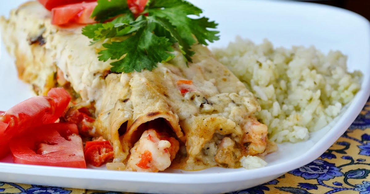 Our Beautiful Mess Shrimp Enchiladas with Sour Cream Cheese Sauce