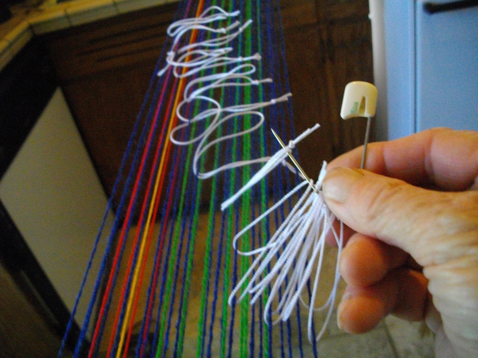 Reggie the Potter... and Tape Loom Weaver Adding an Extra Heddle to Create 3 "Heddles" on a