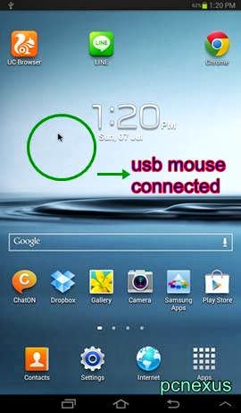 mouse connected in galaxy tab 2