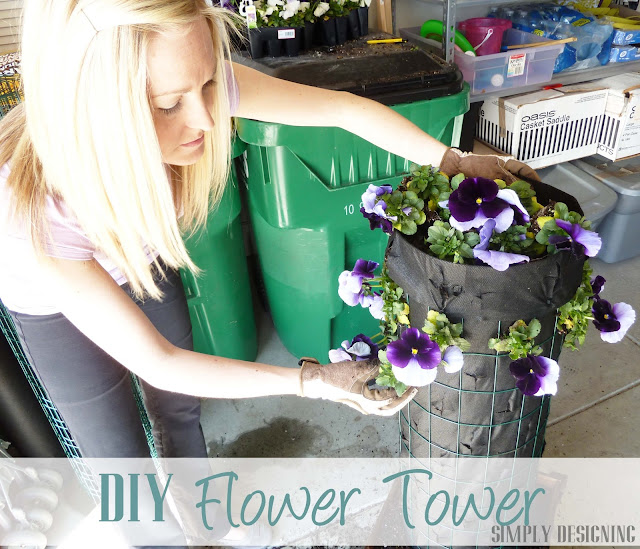 Put flowers in Flower Tower, DIY Flower Tower, Simply Designing, #digin #heartoutdoors #spring #sponsored